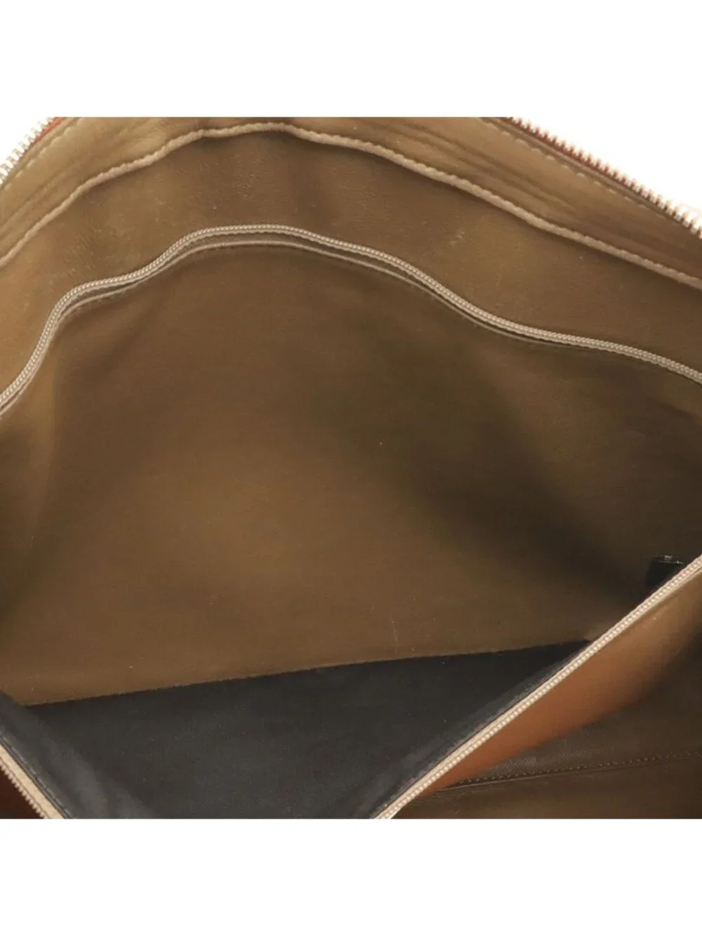 Bvlgari Man Business Briefcase Documents Purse Leather Orange Silver